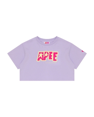 T Shirts Bape Double logo cropped Violette Femme | PWY-07261867